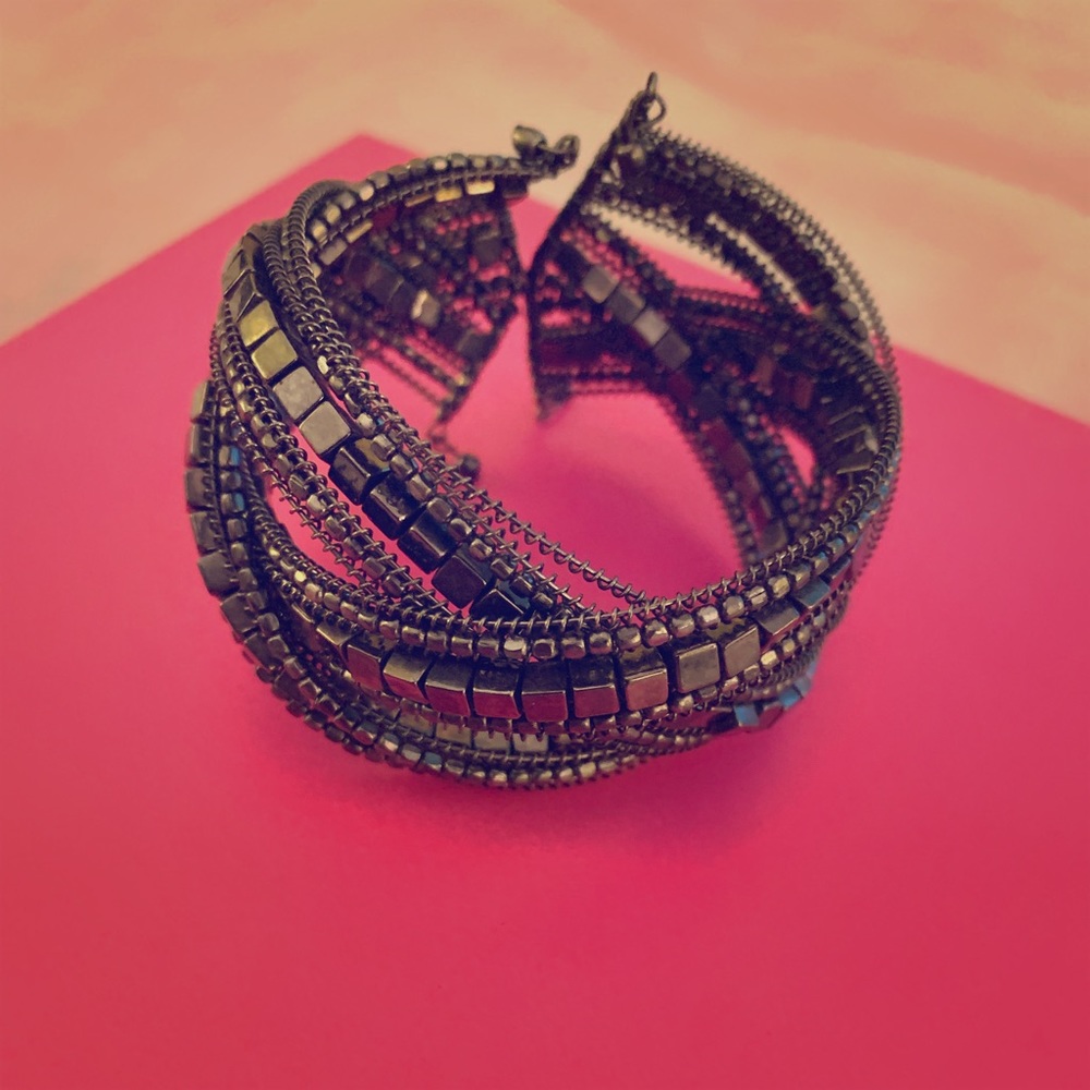 Slate Beaded Bangle
